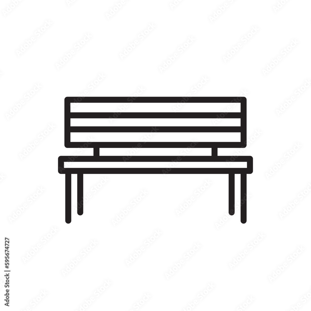 Bench vector line icon. Seat flat sign design. Bench symbol isolated pictogram. UX UI bench icon sign. Linear icon outline symbol Bench vector line icon. Seat flat sign design. Bench symbol isolated pictogram. UX UI bench icon sign. Linear icon outline symbol