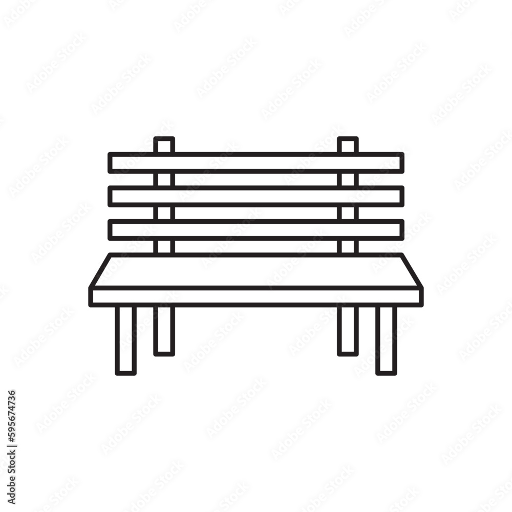Bench vector line icon. Seat flat sign design. Bench symbol isolated pictogram. UX UI bench icon sign. Linear icon outline symbol Bench vector line icon. Seat flat sign design. Bench symbol isolated pictogram. UX UI bench icon sign. Linear icon outline symbol