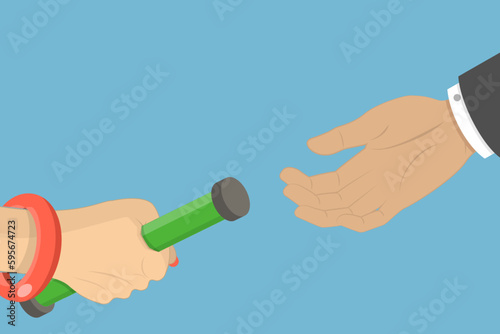 3D Isometric Flat Vector Conceptual Illustration of Passing Relay Baton, Succession Planning