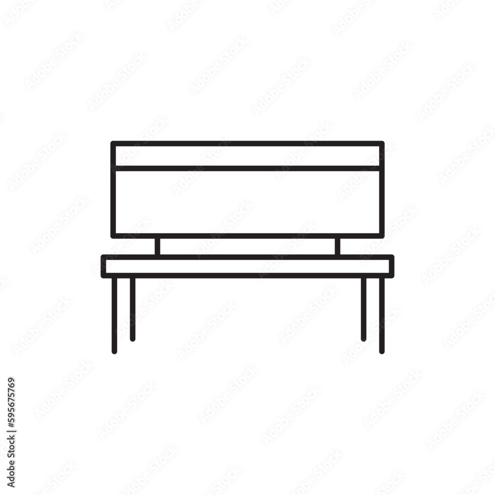 Bench vector line icon. Seat flat sign design. Bench symbol isolated pictogram. UX UI bench icon sign. Linear icon outline symbol Bench vector line icon. Seat flat sign design. Bench symbol isolated pictogram. UX UI bench icon sign. Linear icon outline symbol