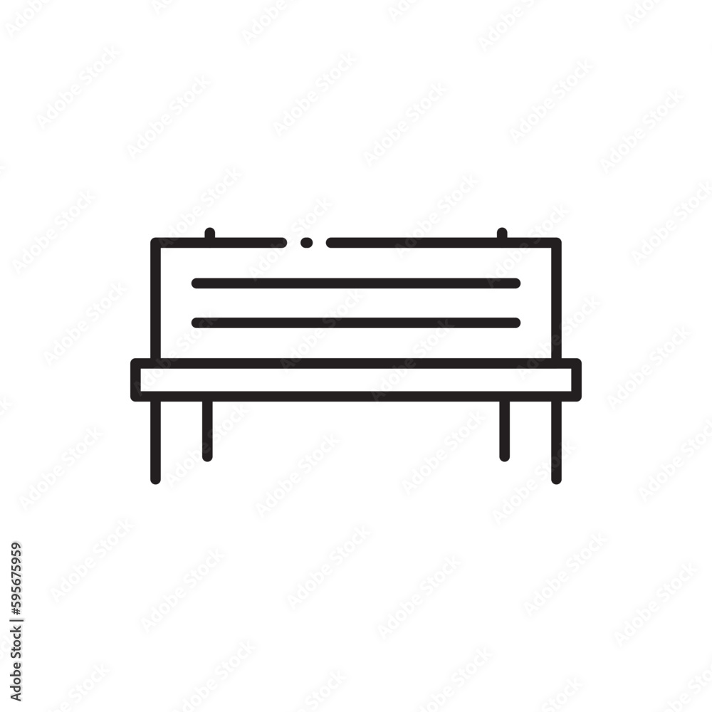 Bench vector line icon. Seat flat sign design. Bench symbol isolated pictogram. UX UI bench icon sign. Linear icon outline symbol Bench vector line icon. Seat flat sign design. Bench symbol isolated pictogram. UX UI bench icon sign. Linear icon outline symbol