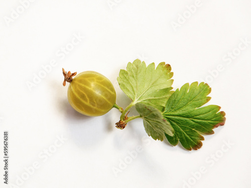 ripe gooseberry berries on a white background, ripe gooseberry