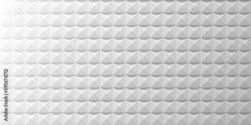 3D triangles seamless pattern. Vector geometric background. Monochrome white color. Acoustically sound absorbing studio wall. photo