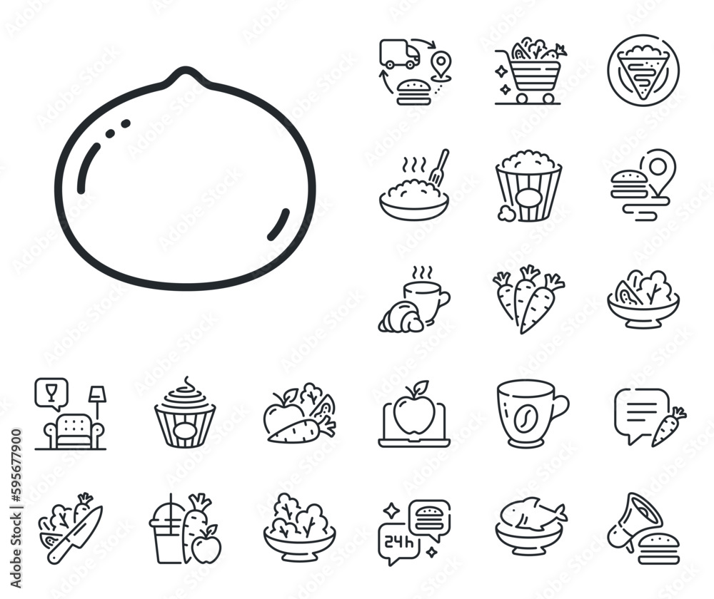 Tasty nuts sign. Crepe, sweet popcorn and salad outline icons. Macadamia nut line icon. Vegan food symbol. Macadamia nut line sign. Pasta spaghetti, fresh juice icon. Supply chain. Vector Tasty nuts sign. Crepe, sweet popcorn and salad outline icons. Macadamia nut line icon. Vegan food symbol. Macadamia nut line sign. Pasta spaghetti, fresh juice icon. Supply chain. Vector