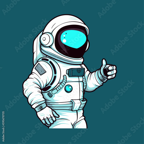 Astronaut waving peace hand cartoon vector icon illustration Science and technology icons isolated