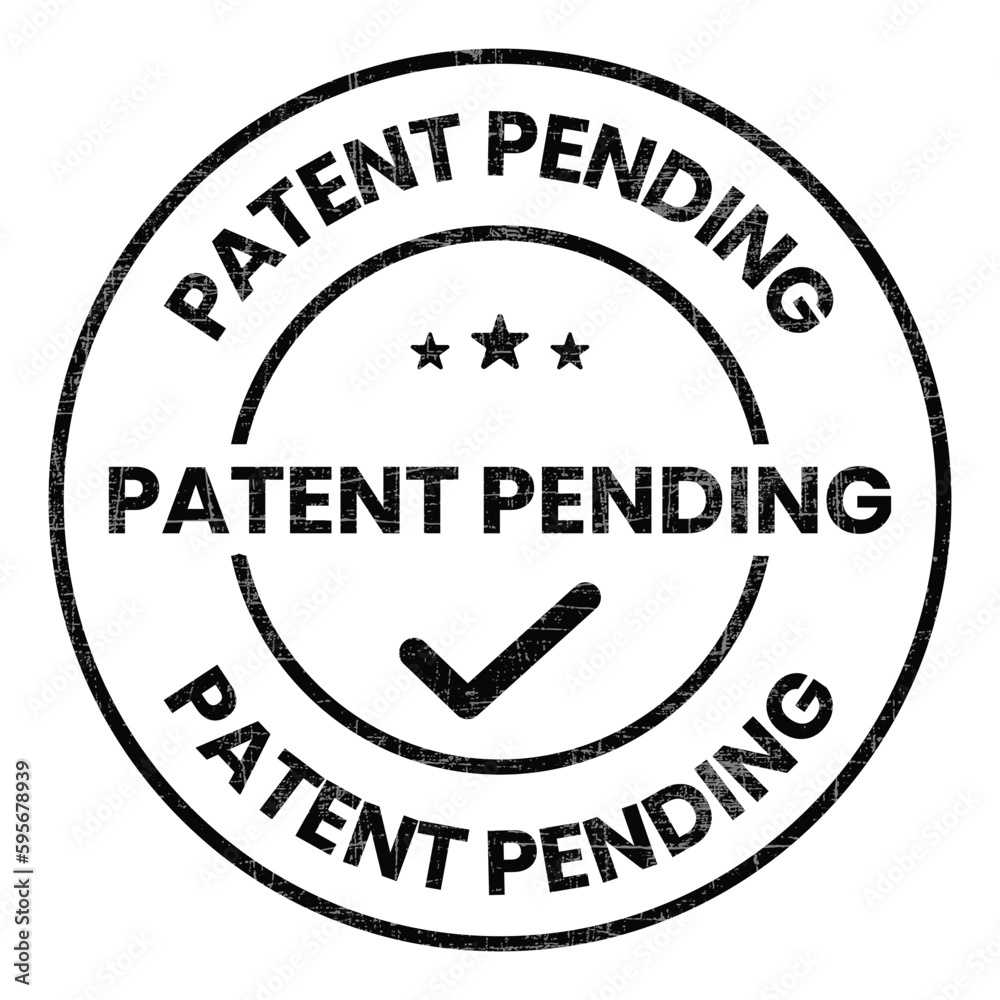 patented stamp vector, patent pending badge, seal, logo, label, emblem, seal, with tick check mark and grunge effect for decision purpose vector illustration black and white