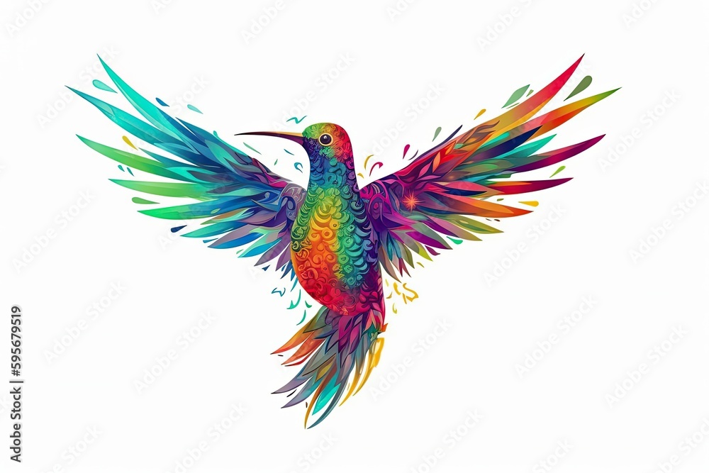 vibrant bird soaring with its wings outstretched. Generative AI vibrant bird soaring with its wings outstretched. Generative AI
