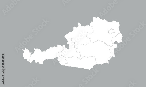 Austria map. Austria map with regions isolated on grey background. Vector illustration