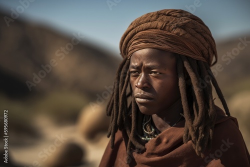 African Himba Tribe . Tradition portrait Woman Generative AI