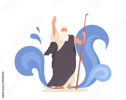 Moses Bible character parted Red sea waters to allow Jews passing through dry bottom to other side