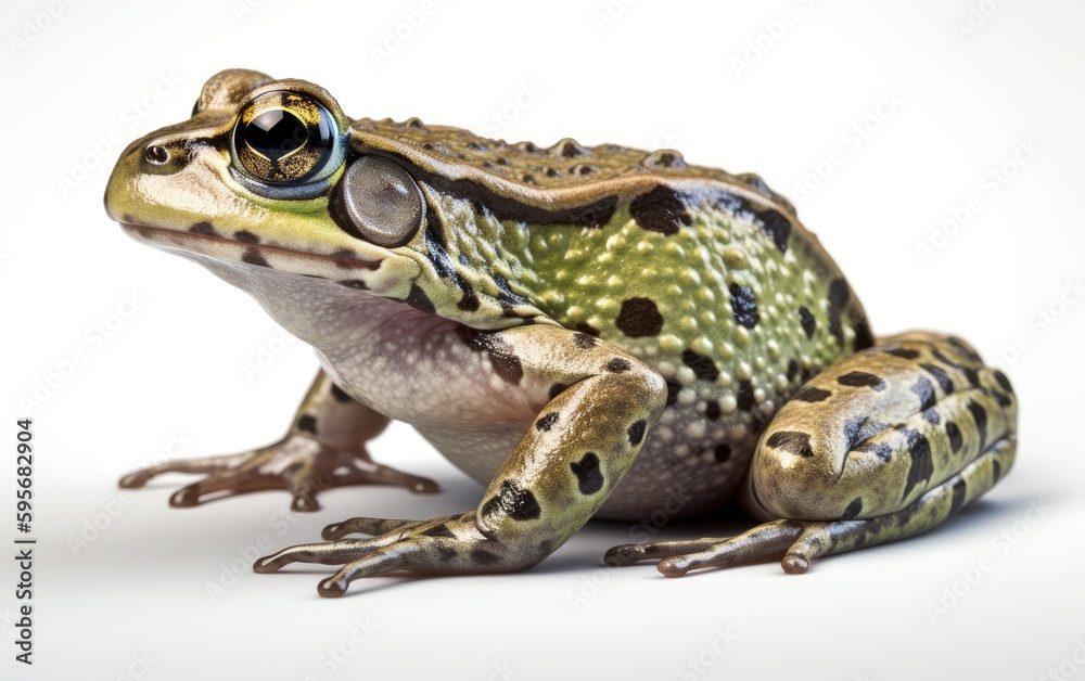 Fototapeta premium A green frog or toad on a white background Generative AI