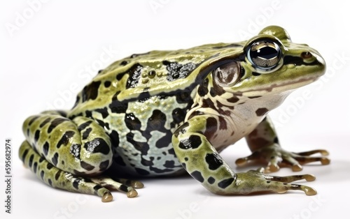 A green frog or toad on a white background Generative AI