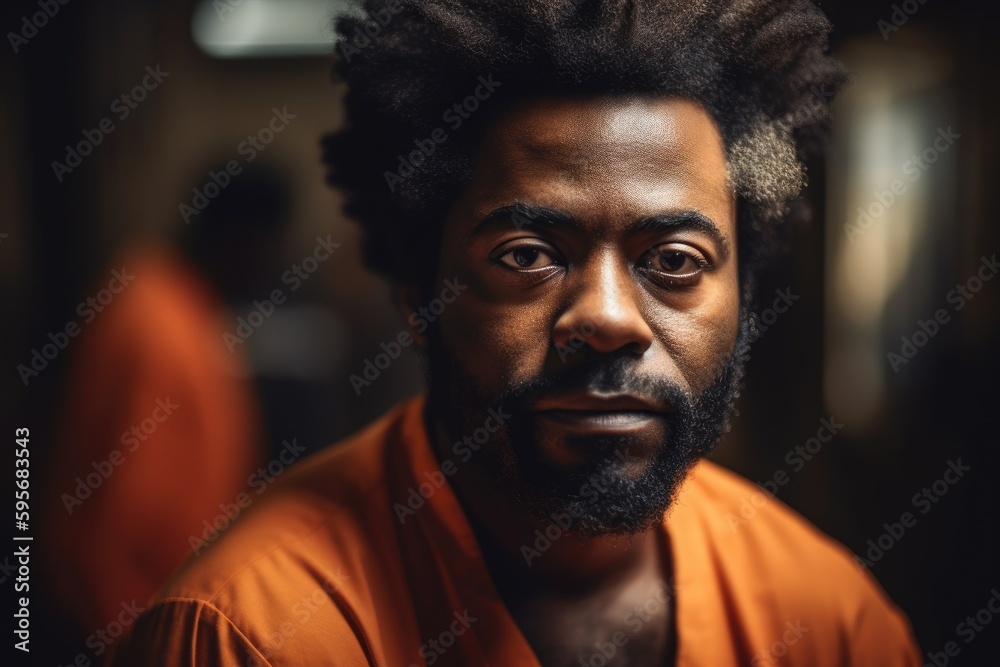 Prisoner in an Orange Suit sitting in prison. Generative Ai Prisoner in an Orange Suit sitting in prison. Generative Ai