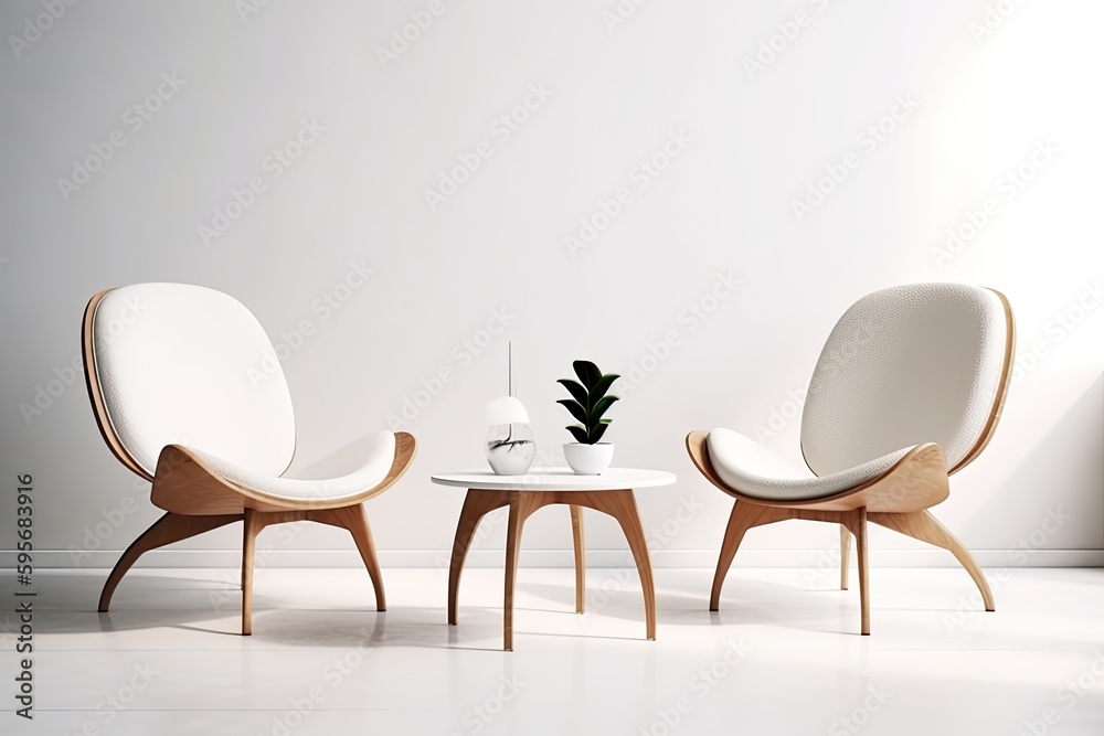 Fototapeta premium cozy living room with a vintage-inspired table and chairs. Generative AI
