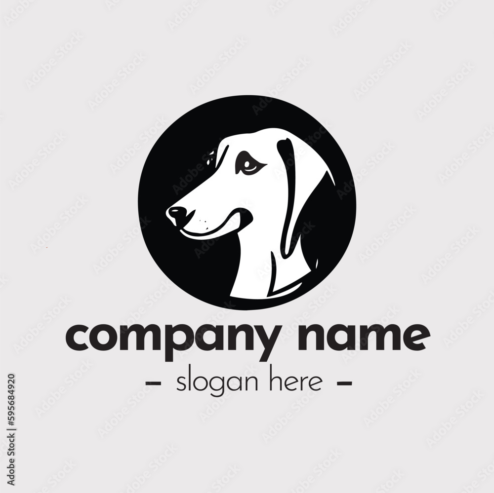 Vector hand drawn dog animal logo template