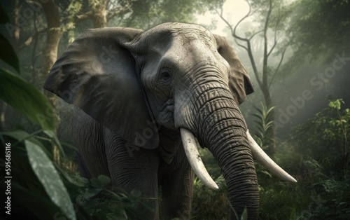 An elephant in the jungle background ai generated