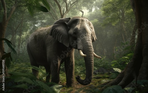 An elephant in the jungle background ai generated