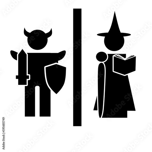 Restroom Toilet WC RPG Male Female Warrior Mage Vector Icon