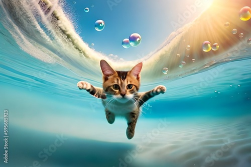 pływający kot © Ami