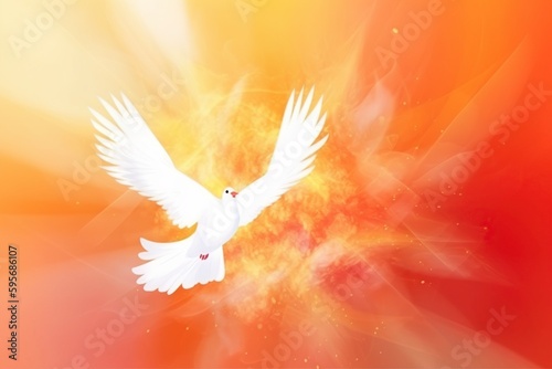 illustration, pentecost with flying dove, generative ai