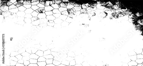 Fototapeta Naklejka Na Ścianę i Meble -  Monochrome texture composed of irregular graphic elements. Distressed uneven grunge background. Abstract vector illustration. Overlay for interesting effect and depth. Isolated on white background.