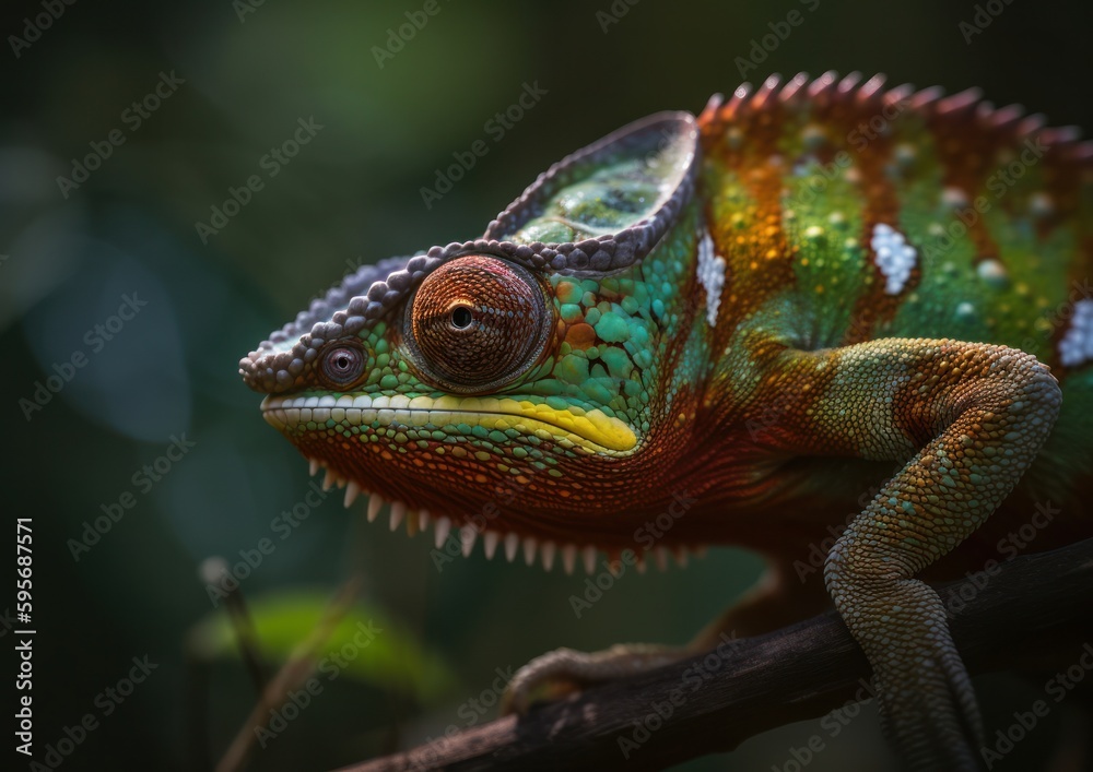 A Close-Up of a Colorful Chameleon. Generative AI. A Close-Up of a Colorful Chameleon. Generative AI.