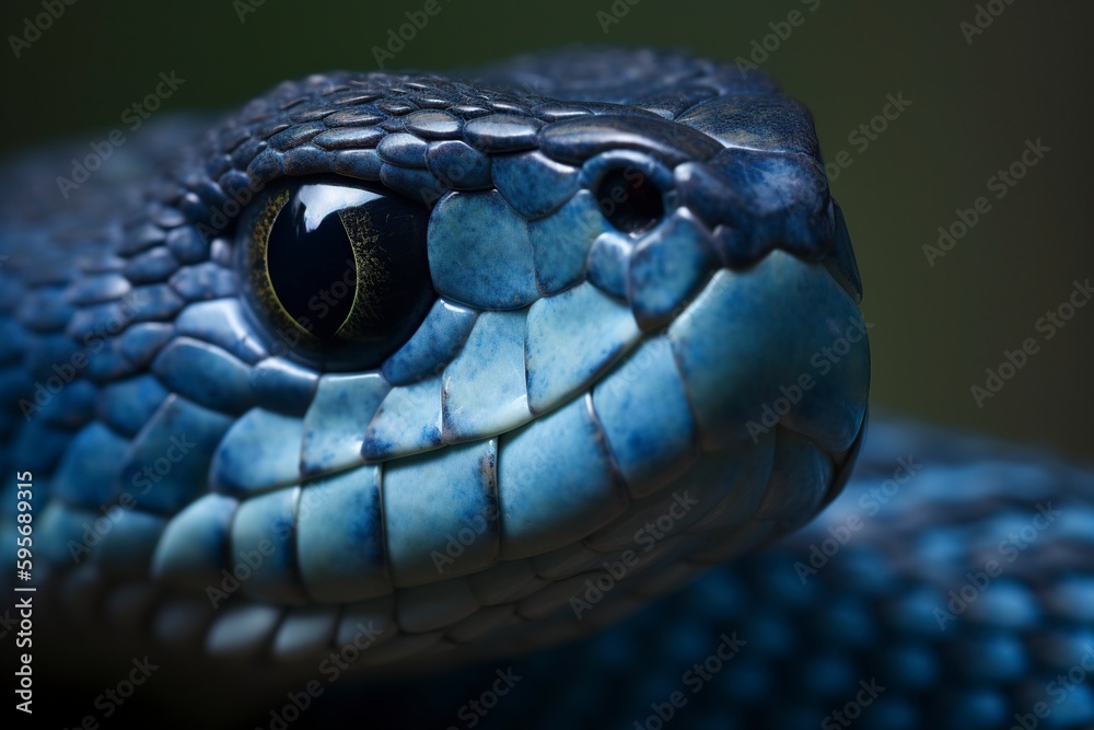 Fototapeta premium image, blue viper snake, ai generative