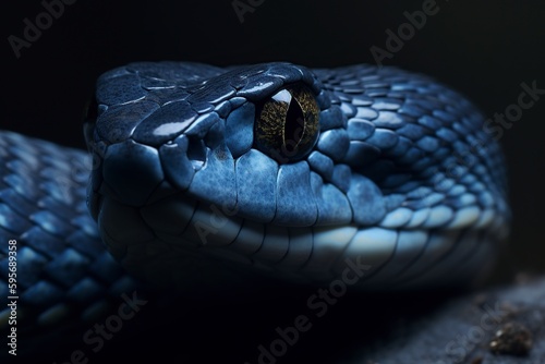 image, blue viper snake, ai generative