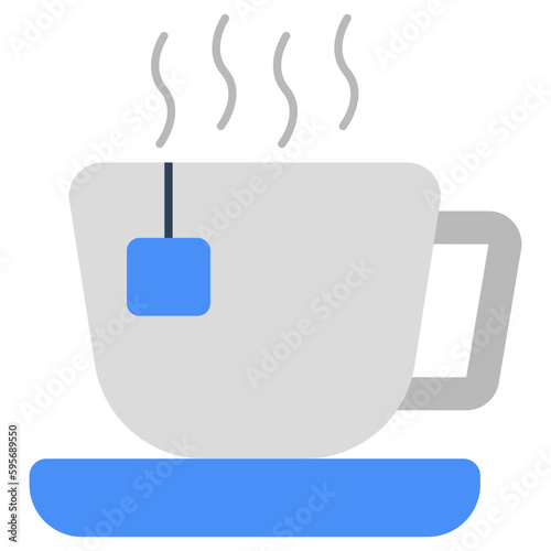 A hot teacup icon in flat design