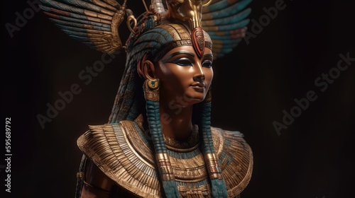 A statue of the goddess Isis is revered in ancient Egyptian museums. Generative AI