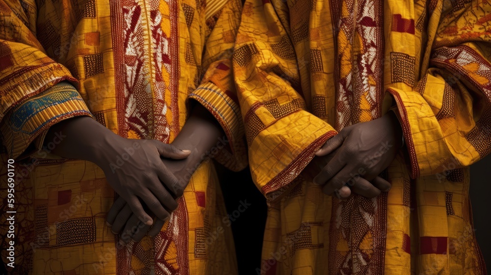 Fototapeta premium Traditional Ghanaian clothing is worn by men. Generative AI