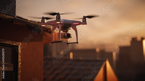A drone making home deliveries. Generative AI