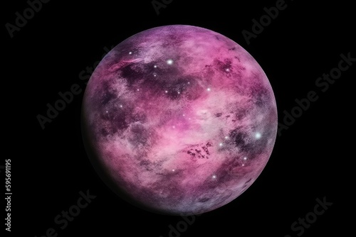 pink and purple planet with stars in the background. Generative AI