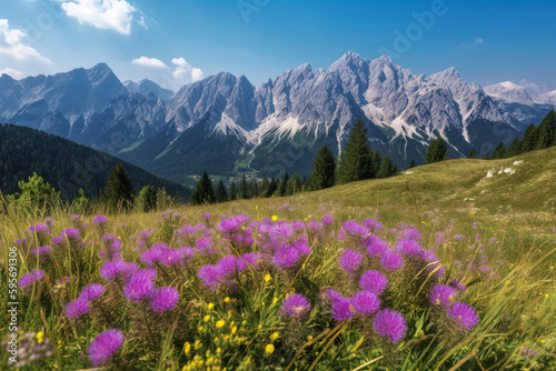  Flowers and Mountains in the Swiss Alps- generative ai