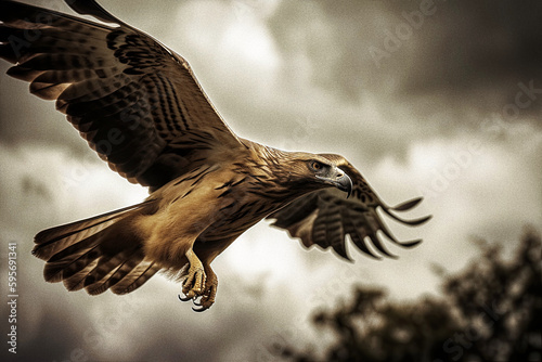 Portrait of an Eagle in Flight - generative ai