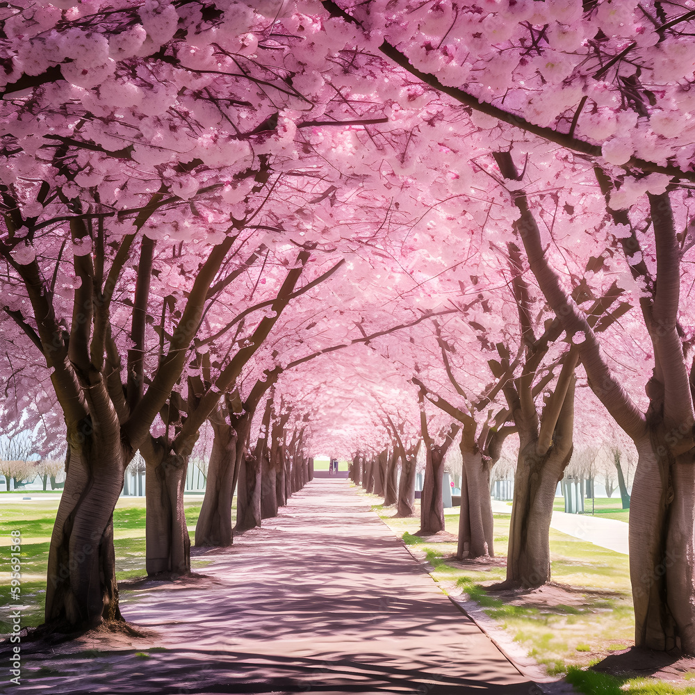 Spring in the park. Illustration. Ai generation. Spring in the park. Illustration. Ai generation.