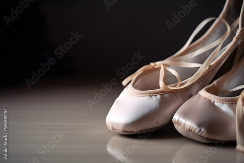Pair of shoes for ballet. Illustration. Ai generation.