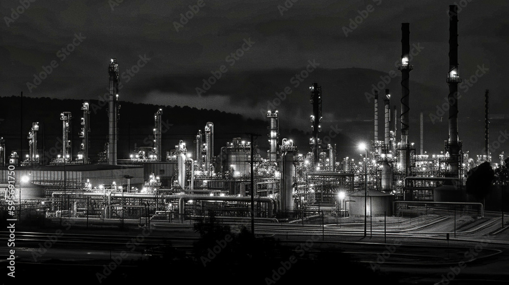 A Refinery at Night - generative ai