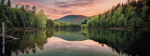 A Serene Photograph of a Mirror-Like Lake in the White Mountains - generative ai