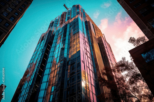 Colorful Skyscraper in the Urban Jungle - generative ai