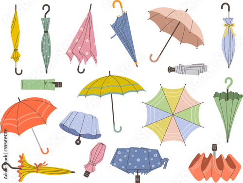 Umbrella. Stylized illustrations of seasonal autumn items recent vector colorful umbrellas