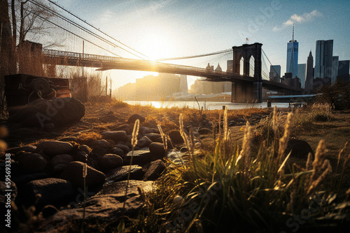 Obraz na płótnie Original Perspective: Brooklyn Bridge - generative ai
