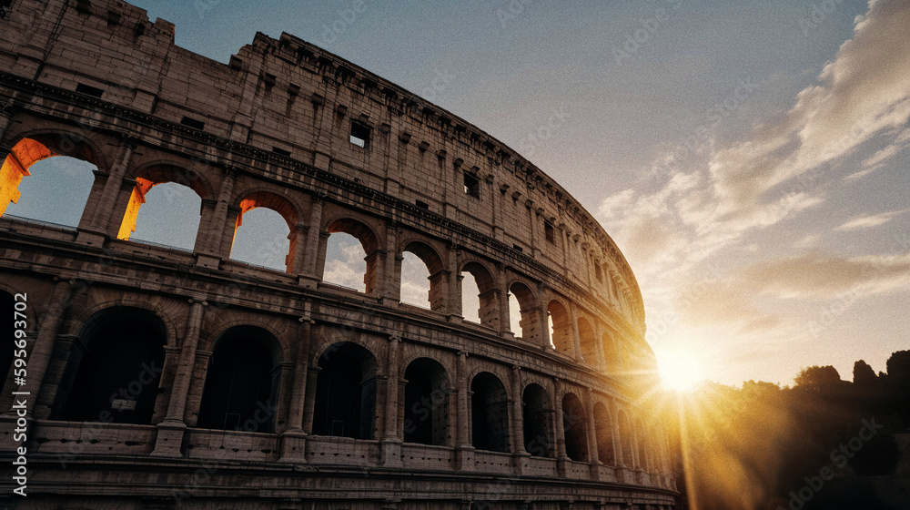 Golden Hour at the Colosseum - generative ai