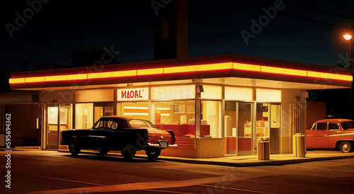 Lonely Nights at the Diner: An Homage to Edward Hopper's Style - generative ai © Uolir