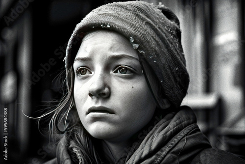 Melancholic Portrait of a Young Woman - generative ai