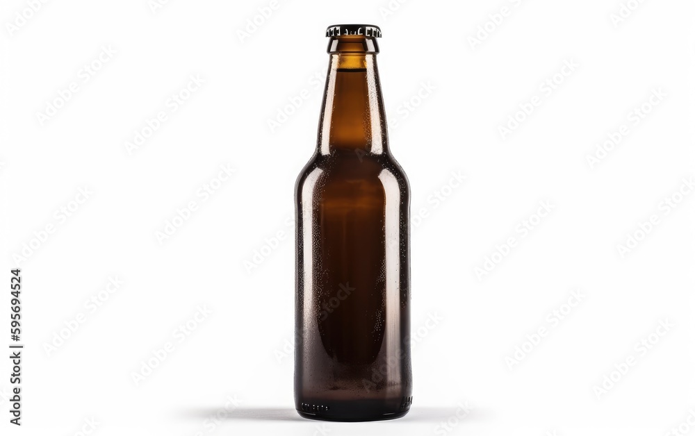 brown bottle of beer with a gold cap isolated on a white background alcohol beer mockup Generative AI brown bottle of beer with a gold cap isolated on a white background alcohol beer mockup Generative AI