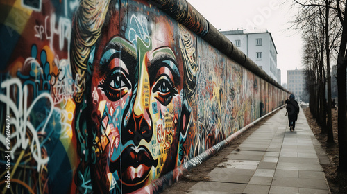 Graffiti and Murals on the Berlin Wall - generative ai