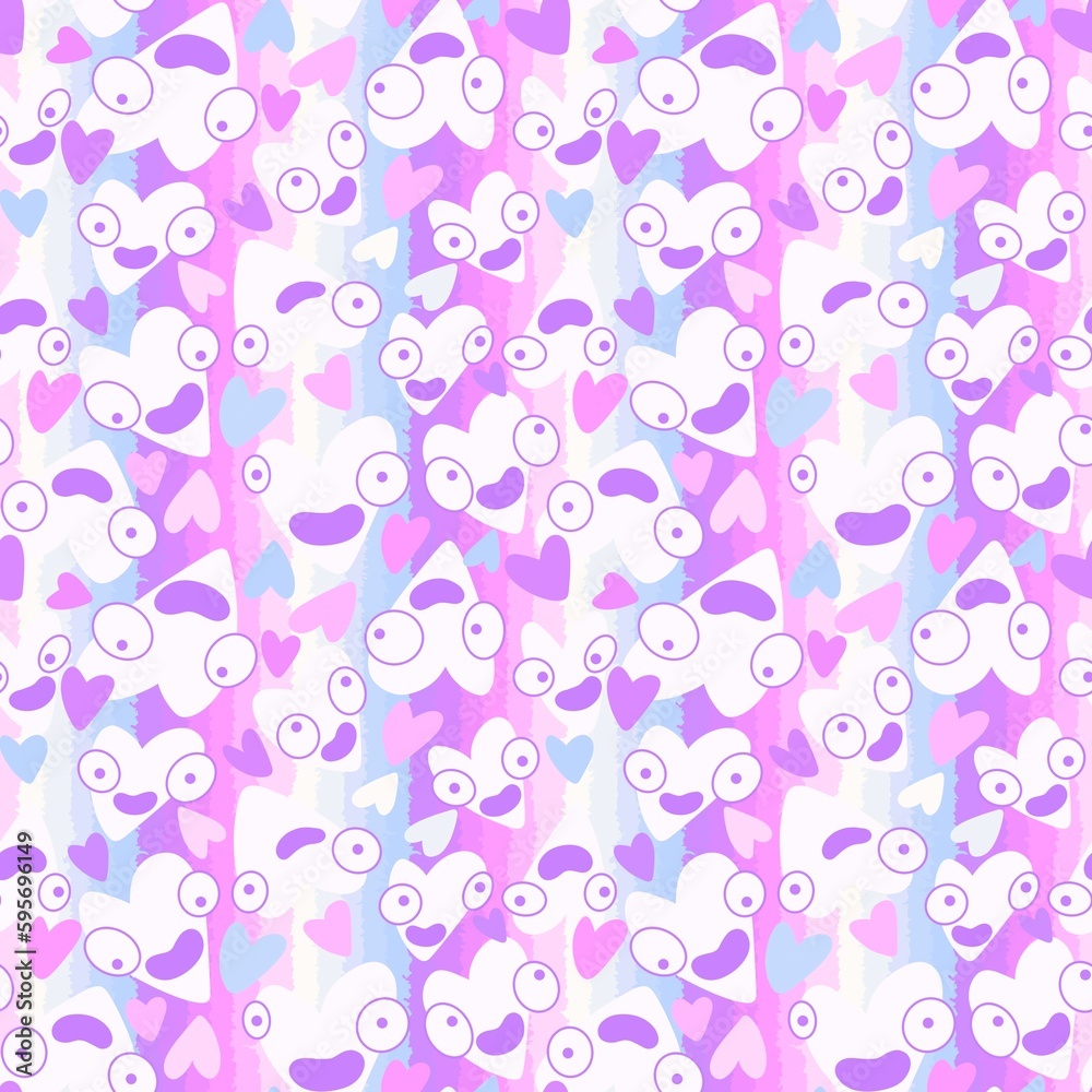 Valentines hearts cartoon pattern for wrapping and kids clothes print and fabrics and gift box Valentines hearts cartoon pattern for wrapping and kids clothes print and fabrics and gift box