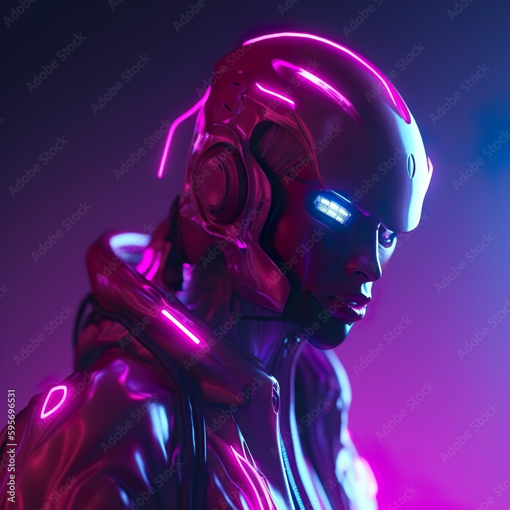 Esta imagen futurista muestra un cyborg de última generación creado por la inteligencia artificial. 