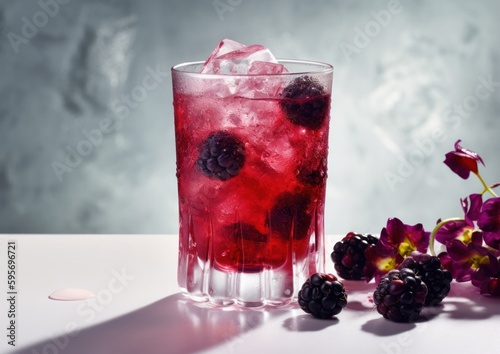 A Refreshing Berry Cocktail Drink. Generative AI. photo